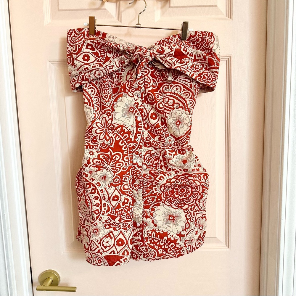 Red paisley Blue Tassel dress
